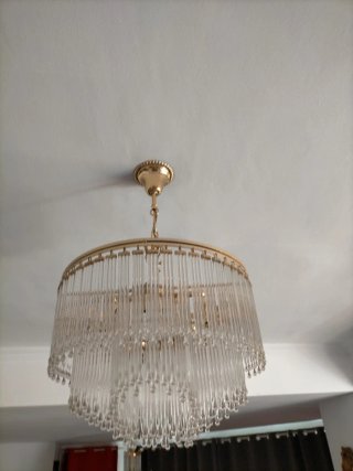 Lámpara de cristal y metal dorado