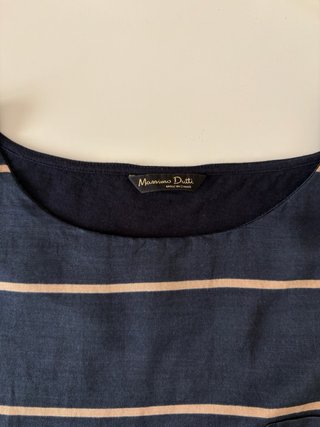 Camiseta Massimo Dutti rayas azul y beige