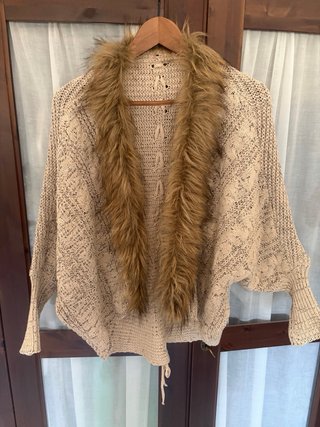 Chaqueta de hilo con pelo sintético