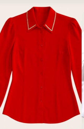 Camicia rossa con colletto gioiello blusa roja