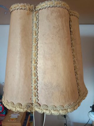 Lampada da terra vintage in ottone e carta beige