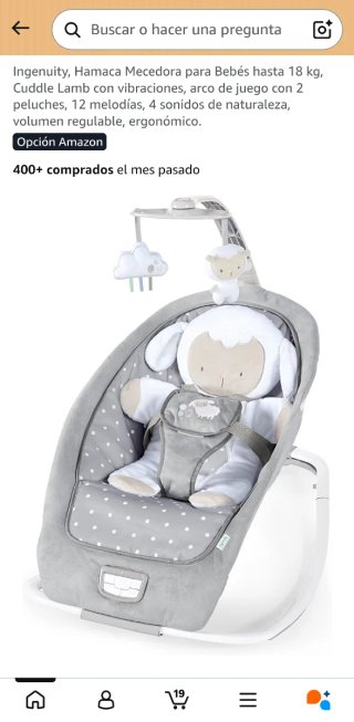 Hamaca Mecedora Bebé Ingenuity Cuddle Lamb