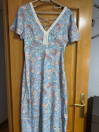 Vestido Springfield floral azul talla M