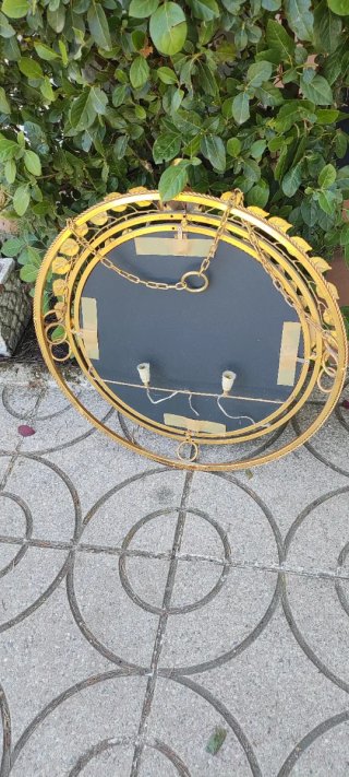Espejo antiguo dorado con rosas