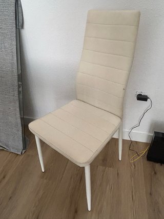 Set 4 Sillas Comedor Blancas Piel Sintética