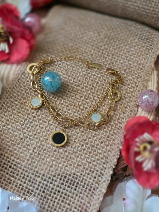 Pulsera Acero Inoxidable Azul y Dorada