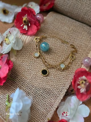 Pulsera Acero Inoxidable Azul y Dorada