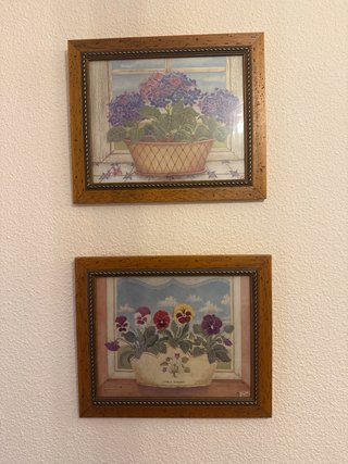 Pack 4 cuadros florales marcos madera