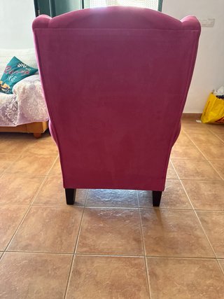 Butaca rosa vintage tela