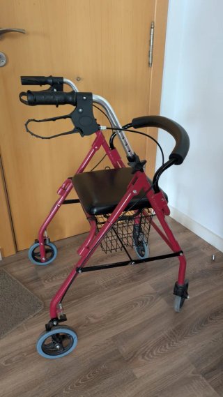 Andador Ortopédico 4 Ruedas, Asiento, Cesta, Freno