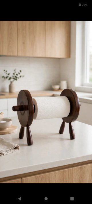 Portarrollos de Cocina de Madera Maciza - Soporte