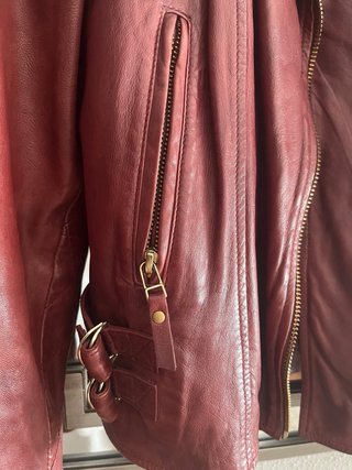 Cazadora Piel Burdeos Massimo Dutti