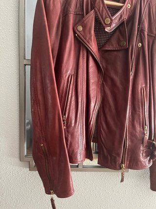 Cazadora Piel Burdeos Massimo Dutti