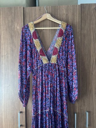 Vestido largo Zara estampado floral Detalle piedra
