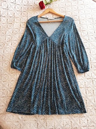 Vestido azul estampado flores T S
