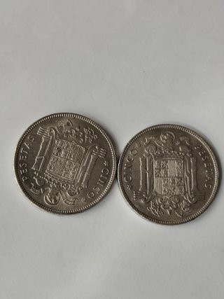 2 Monedas 5 Pesetas 1949 Franco Caudillo