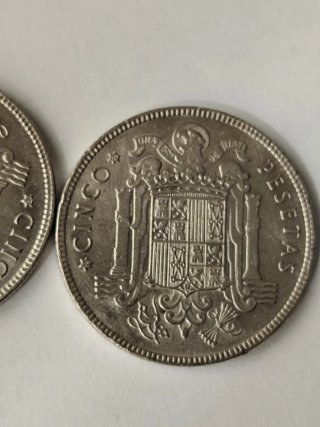 2 Monedas 5 Pesetas 1949 Franco Caudillo