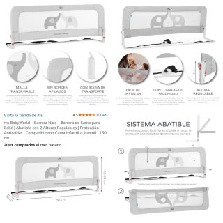 Barrera/valla de seguridad para cama niño/bebé
