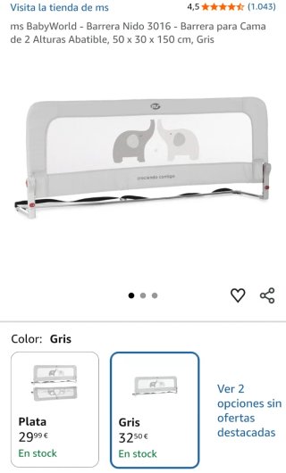 Barrera/valla de seguridad para cama niño/bebé