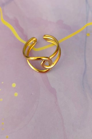 Anillo Acero Dorado Ajustable