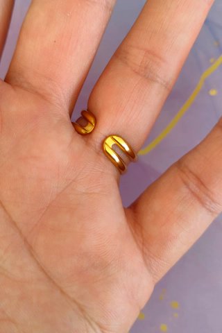 Anillo Acero Dorado Ajustable
