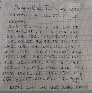 Cromos Dragon Ball Todas las sagas