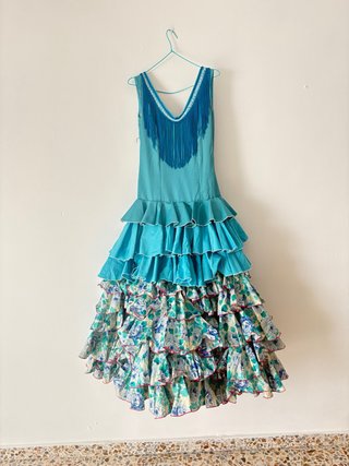 Vestido de flamenca azul con volantes