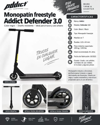 Monopatín Freestyle Addict Defender 3.0