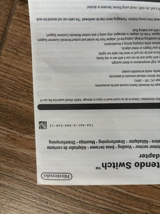 Cargador Nintendo Switch AC Adapter