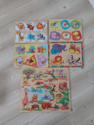 Lote 5 Puzzles Madera Animales