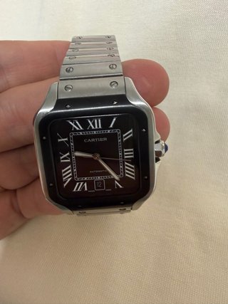 Reloj de pulsera Cartier Santos Negro y Plateado