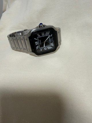 Reloj de pulsera Cartier Santos Negro y Plateado