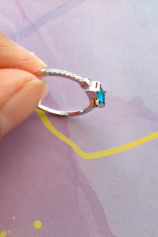 Anillo Plata Estrella Azul Ajustable