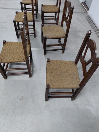 Sillas huertanas de madera y enea