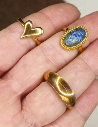Lote 3 anillos acero dorado