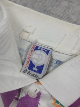Polo Lotto Vintage Grafica 90s Bianco