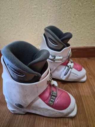 Botas de esquí infantiles rosas y blancas