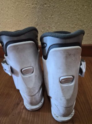 Botas de esquí infantiles rosas y blancas