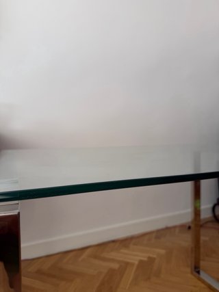 Mesa cristal patas acero