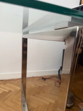 Mesa cristal patas acero