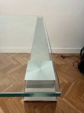 Mesa cristal patas acero