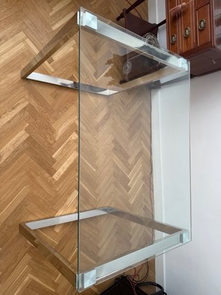 Mesa cristal patas acero