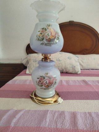 Lámpara sobremesa vintage porcelana floral