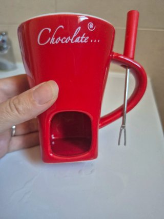 Taza Fondue Chocolate Cerámica Roja