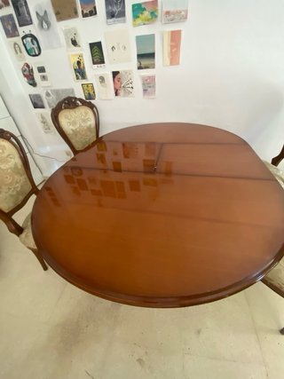 Mesa redonda madera con 4 sillas extendible