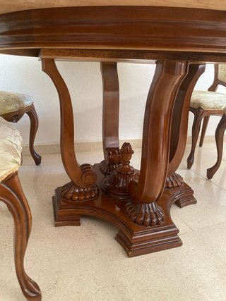 Mesa redonda madera con 4 sillas extendible
