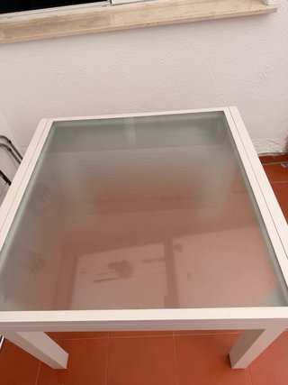 Mesa Terraza Aluminio Blanco y Cristal