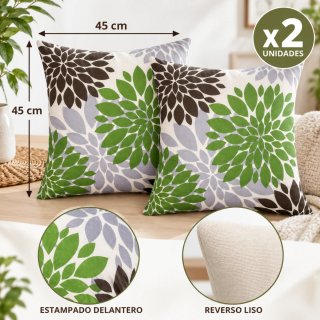 Pack 2 Fundas Cojín 45x45cm Florales/decorativas