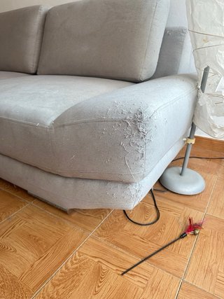 Sofá grande tela gris y beige