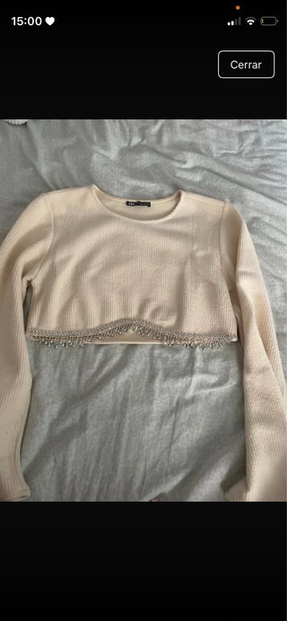 Jersey Zara crop con pedrería